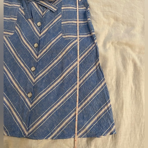 Laundry by Shelli Segal Blue & White Linen-blend Midi skirt, Size L - Picture 5 of 6